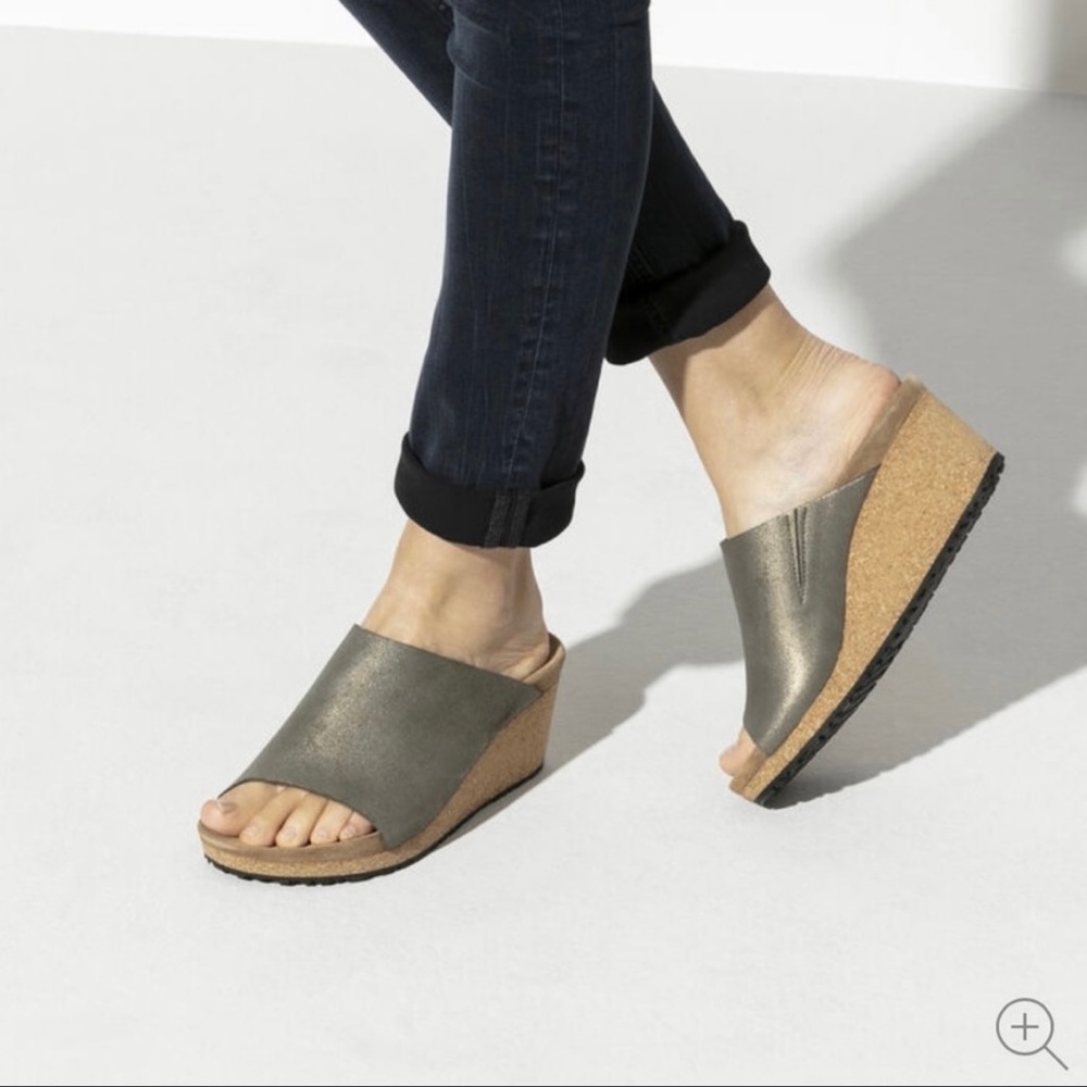 Birkenstock Papillio Namica Suede Leather Wedge Mule Sandal 39 / 8 - 8 1/2